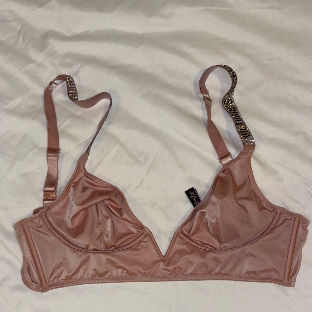 Unlined Satin Women's Bralette with Bling Straps